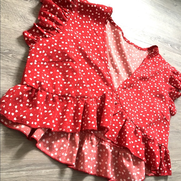 Shein red ditsy print fun blouse top tank - Picture 3 of 3